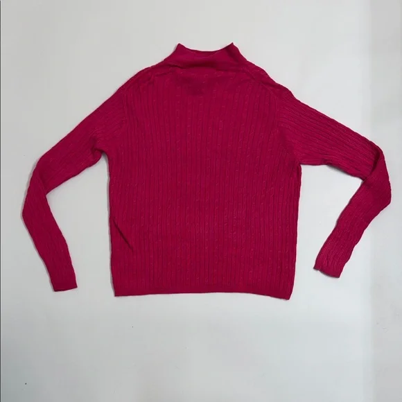 Vintage 100% Silk Cable Knit Mock Neck Lightweight Sweater Pink Size Large - Picture 6 of 6
